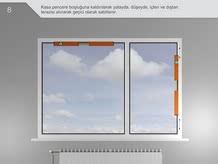 Kasa pencere boşluğuna kaldırılarak yatayda, düşeyde, içten ve dıştan terazisi alınarak geçici olarak sabitlenir.